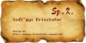 Szügyi Krisztofer névjegykártya